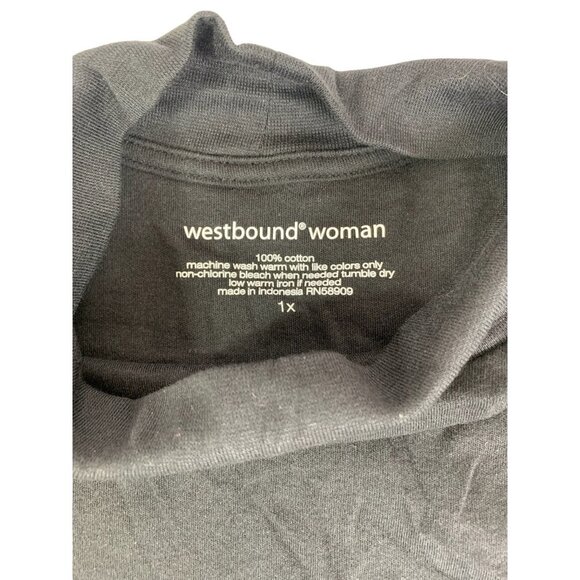 Westbound Women Black Mock Neck Long Sleeve Top - Picture 3 of 5